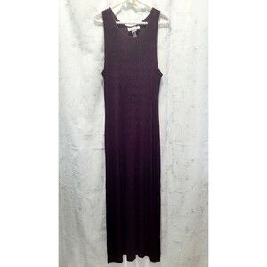 Vintage La Belle Wine Purple Long Maxi Dress Double Slits Silky Women's Large